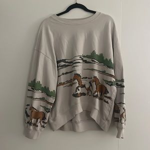 Free People Day Dreamer- western scene light sweater/ sweatshirt
